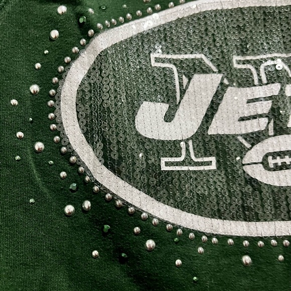 Pink VS NFL NY Jets sweatshirt with sequins, studs, hoodie - Picture 5 of 13